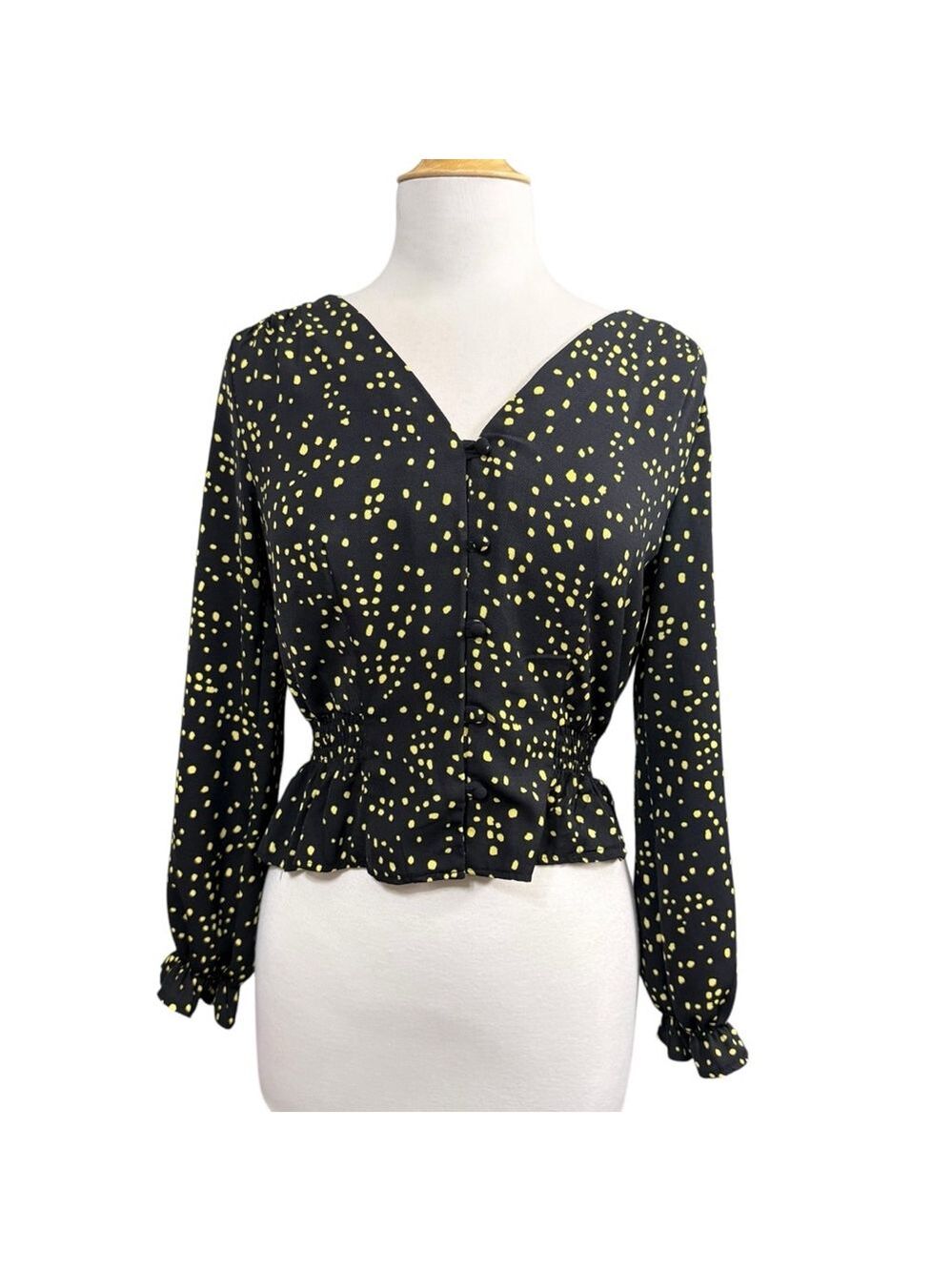 Women's Topshop Blouse, Size‎ 4, Black and Yellow
